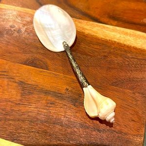 Vintage Shell Spoon Beautiful Silver Detail